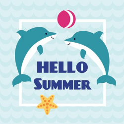Hello Summer Card With Playing Dolphins premium clipart ...