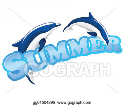 Vector Art - Summer sign with dolphins. Clipart Drawing ...