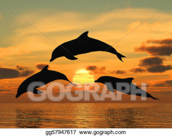 Stock Illustration - Dolphin yellow sunset. Clip Art ...