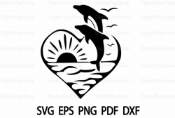 Dolphin Palm Tree Sunset Graphics SVG Dxf EPS Png Pdf Dolphin Svg Vector  Art Clipart Instant Download Digital Cut Print File Cricut