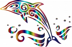 Clipart - Chromatic Tribal Dolphin 3 No Background