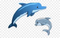 Flippers Clipart Whale Dolphin - Cartoon Mother Dolphin And ...
