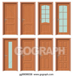 Vector Stock - Wooden door set, interior apartment closed ...
