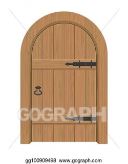 Vector Illustration - Wooden door, interior apartment closed ...