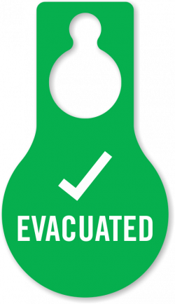 Evacuated With Tick Symbol Door Hang Tag, SKU: TG-1476