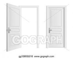 Vector Stock - Open and closed white entrance realistic door ...