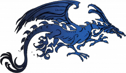 Clipart - Fierce Black and Blue Tribal Dragon