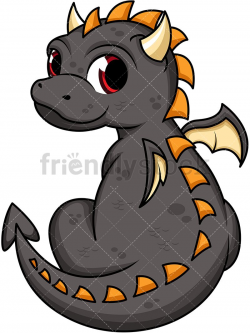 Cute Black Dragon | Clip Arts in 2019 | Dragon illustration ...