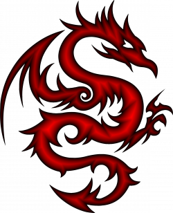 Clipart - Crimson Tribal Dragon 56
