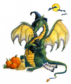 Dragon clipart halloween - Pencil and in color dragon clipart halloween