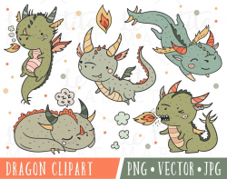 Cute Dragon Clipart Set, Clipart Dragons, Kawaii Dragon Clipart, Dragon  Clip Art, Dragon Illustrations, Woodland Dragons, Dragon PNG