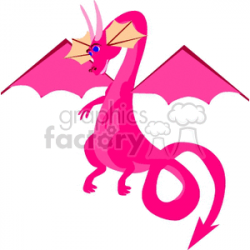 flying pink dragon with pink horns clipart. Royalty-free clipart # 132015
