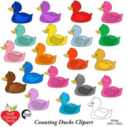 Counting Clipart, Colored Duck Clipart, Math Manipulatives, AMB-2249
