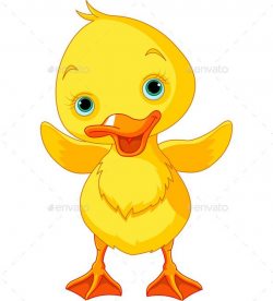 Illustration of happy duckling waving wing | Business Flyer ...