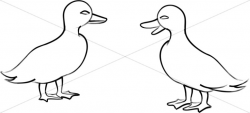 Two Ducklings Line Art | Wildlife Clipart