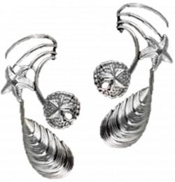 Sea Shells Long Sterling Silver Non-Pierced Ear Cuff Earrings – Ear ...