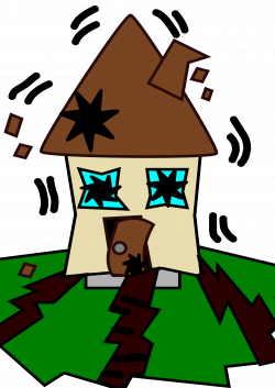 Clipart - earthquake with house