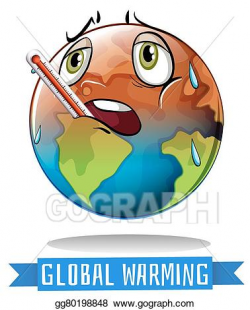 Vector Illustration - Global warming sign with earth melting ...