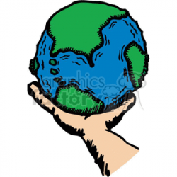 Hand holding Earth clipart. Royalty-free clipart # 368968