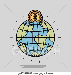 Vector Art - Color image background with money box in globe ...