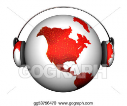 Stock Illustrations - Music earth with headphones. Stock ...