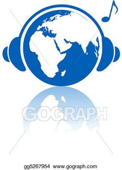 EPS Illustration - Earth music world headphones on eastern ...