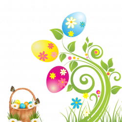 Easter Flowers And Basket, Easter Flowers, Basket, Eggs PNG and PSD ...