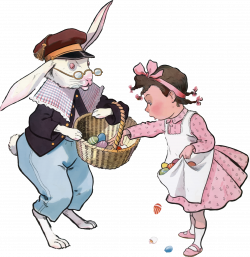 Clipart - Vintage Easter Bunny And Girl