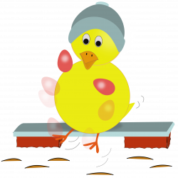 Clipart - Easter Chick Kicking Eggs