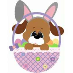 Silhouette Design Store: easter dog in basket w eggs | Free ...