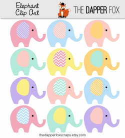 Pastel Elephant Clip Art - Easter, baby shower, baby boy ...