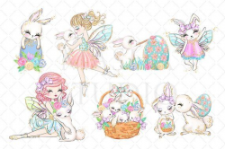 FUZZY EASTER FAIRY Clipart, Easter Clipart, Bunny Clipart ...