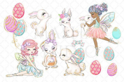 FUZZY EASTER FAIRY Clipart, Easter Clipart, Bunny Clipart ...