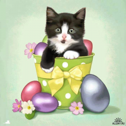 happy easter | cats | Kitten cartoon, Easter cats, Cat art