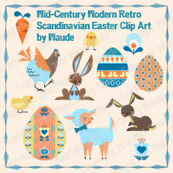 Easter clip art mid century modern Scandinavian retro ...