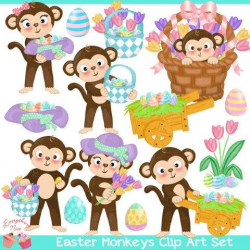 Easter Monkeys Clipart Set | 1Everything Nice Clipart and ...