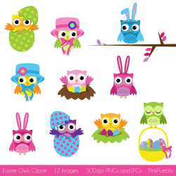 Easter Owls Clipart, Easter Clipart Clip Art- Commercial and ...