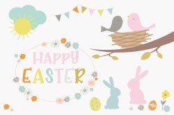 Happy Easter clipart and paper set