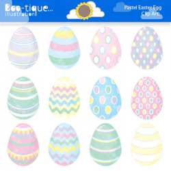 Clipart- Easter Eggs Digital Clip Art. Pastel Easter Eggs Clipart.