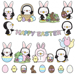 Premium Vector Clipart - Kawaii Easter Penguins - Cute ...