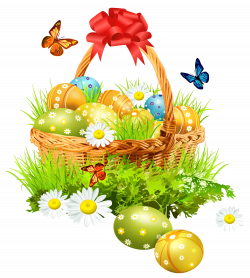 Easter Basket with Eggsand Butterflies PNG Clipart Picture | Húsvét ...