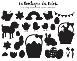 Easter SVG, Cute silhouette Clipart PNG, Spring Animals Clip ...