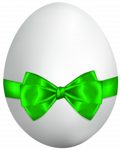 White Easter Egg with Green Bow PNG Clip Art Image | Gallery ...