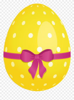 Yellow Dotted Easter Egg With Pink Bow Png Clipartu200b ...