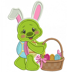 Cute Little Turtle With Bunny Ears Easter Applique Machine Embroidery  Design Digitized Pattern