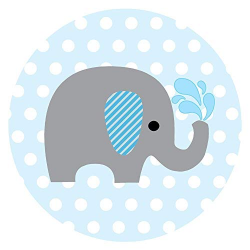Baby Boy Elephant Stickers for Baby Shower and Birthday Favor Labels in  Blue Polka Dot - Set of 50
