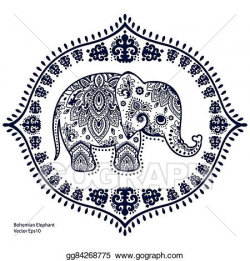 Vector Art - Vintage indian elephant with tribal ornaments ...