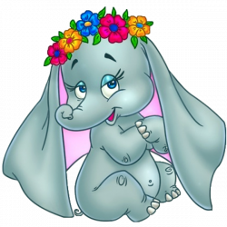 Baby Cartoon Elephants With Flowers Clip Art Images.All Images Are ...