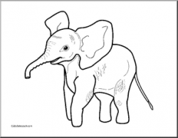 Clip Art: Baby Animals: Elephant Calf (coloring page) I ...