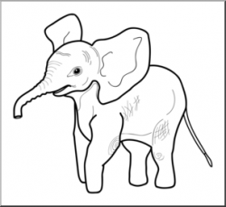 Clip Art: Baby Animals: Elephant Calf B&W I abcteach.com ...